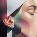 Tondo for a woman in a white cap swimming woman painting figurative painting oil painting acrylic painting contemporary painting Damien Bassez at Art Yi gallery in Brussels