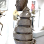 Isabel miramontes contemporary bronze sculpture abstract art sculpture decoration design minimalism entasis standing round man sculpture starring to the future