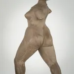 Figurative ceramic sculpture by artist Emilio DiIorio. Female figure is No. 3 in artist's The Dance series in gray clay.