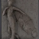 Sculptor Emilio DiIorio's series of 9 Greek Muses in black clay. Ceramic figurative relief is 4th of 9.