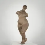 Figurative ceramic sculpture by artist Emilio DiIorio. Female figure is No. 3 in artist's The Dance series in gray clay.