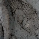 Sculptor Emilio DiIorio's series of 9 Greek Muses in black clay. Ceramic figurative relief is 4th of 9.