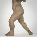 Figurative ceramic sculpture by artist Emilio DiIorio. Female figure is No. 3 in artist's The Dance series in gray clay.