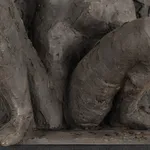 Ceramic relief in black clay in sculptor Emilio DiIorio's Women of Troy series.