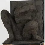 Ceramic relief in black clay in sculptor Emilio DiIorio's Women of Troy series.