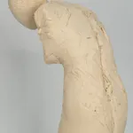 Fragmented figurative female torso in white ceramic. No. 3 in sculptor Emilio DiIorio's Sei donne series..