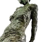 Bronze sculpture of seated female figure by artist Emilio DiIorio.