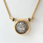 Gold Necklace Featuring a Silver Coin of Alexander the Great, 336 BCE - 323 CE