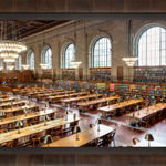 Mario Basner, New York Public Library II, Classic Brown Frame, White Liner