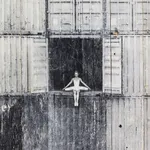 JR, Migrants, Mayra, Picnic across the border, Quadrichromie, Tecate, Mexico - U.S.A., 2018