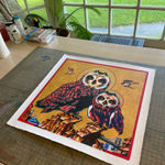 owl drawing on table