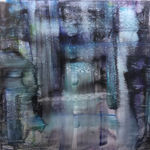 abstracted image of pond in blues and blacks