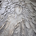 Detail photo of “Brise De Blanc”, sculptural painting by Sylvain Tremblay artist from Quebec, Canada, based in Dubai. Available at Carousel Fine Art Miami. The artist's technique involves mastering texture in painting, using modeling paste, acrylic, and sculptural elements with a glossy varnish. His works are infused with the essence of nature and humanity, showcasing his mastery of texture and form. Colors of this work : Grey, White