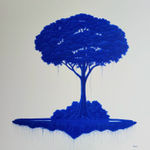 “Floating Island In Blue", painting by Thannyo De Freitas artist from Panama. Available at Carousel Fine Art Atlanta.