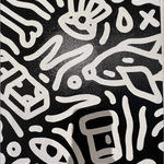 Detail photo of “Night in St. Tropez”, painting by Chance Cooper artist from United States, based in LA. Available at Carousel Fine Art Atlanta. The artist's technique with oil on canvas celebrates the sacred art of storytelling, with each painting evoking the sense of a page torn from one’s life. His work is recognized as a playground where his characters reveal their existential secrets. Colors of this work : Black, White