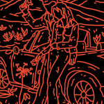 “The Spider Lilly”, painting by Chance Cooper artist from United States, based in LA. Available at Carousel Fine Art Atlanta. The artist's technique with oil on canvas celebrates the sacred art of storytelling, with each painting evoking the sense of a page torn from one’s life. His work is recognized as a playground where his characters reveal their existential secrets. Colors of this work : Black, Red