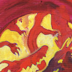 "Dragon Dance", oil on canvas board 12x16" by Charlie Kirkham (detail shot