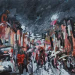 Pierre Adolphe Valette, Six Sheep and Woman Reading