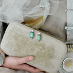 Jill Garber, Very fine 19th Century micro mosaic dinner ring in shades of aqua, teal and rose pink tesserae