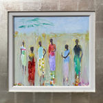 Ann Shrager, Elephant with Two Mahouts and Woman in Sari