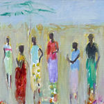 Ann Shrager, Elephant with Two Mahouts and Woman in Sari