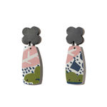 Lindsey Mann, Garden Party Drop Earrings - Green + Pink, 2024