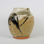 Murata Gen 村田 元, Faceted Jar, Iron on Rice Husk Glaze 糠白釉黒文面取壺