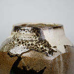 Murata Gen 村田 元, Faceted Jar with Black Slip over a Rice Husk Glaze 白黒釉面取壺, c. 1960s