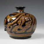 Kinjo Jiro 金城次郎, Flower Jar with Shrimp and Fish Pattern 海老魚文花瓶