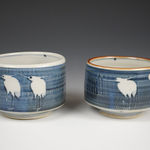 Kawamoto Goro 河本五郎, Vase with dragon motif against cobalt-blue ground