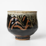 Hamada Shoji 濱田庄司, White-glazed square bottle with black drip