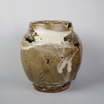 Murata Gen 村田 元, Faceted Jar with Black Slip over a Rice Husk Glaze 白黒釉面取壺, c. 1960s