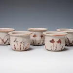 Wakao Toshisada 若尾利貞, Shino mukozuke cups, Set of 5