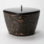 Miyanohara Ken 宮之原 謙, Carved Celadon Porcelain Brush Pot, 緑磁彫萬筆壺, circa 1950s–1960s