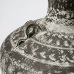 Yasuhara Kimei 安原喜明, Flower Vase with Matte Black Glaze and Linear Engraved Patterns, 炻器線彫文黒釉 花器, circa late 1960s–1980s