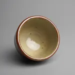 Hamada Shoji 濱田庄司, Persimmon Glazed Guinomi 柿釉抜絵ぐい吞み