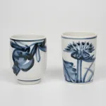 Kondo Yuzo 近藤悠三, Yunomi With Pomegranate Drawing 柘榴 湯呑