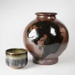 Murata Gen 村田 元, Jar with Persimmon Glaze 扁壺