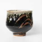 Hamada Shoji 濱田庄司, White-glazed square bottle with black drip