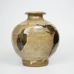Murata Gen 村田 元, Jar, Black Slip Over Rice Husk Glaze 糠釉黒文扁壺