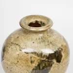 Murata Gen 村田 元, Jar, Black Slip Over Rice Husk Glaze 糠釉黒文扁壺