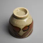 Hamada Shoji 濱田庄司, Persimmon Glazed Guinomi 柿釉抜絵ぐい吞み