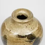 Murata Gen 村田 元, Jar, Black Slip Over Rice Husk Glaze 糠釉黒文扁壺