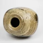 Murata Gen 村田 元, Jar, Black Slip Over Rice Husk Glaze 糠釉黒文扁壺