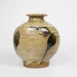 Murata Gen 村田 元, Jar, Black Slip Over Rice Husk Glaze 糠釉黒文扁壺