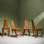 Square Coffee Table in Walnut with Staggered Legs, Italy, 1960s