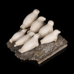 ABRAHAM NASTAPOKA (1900-1981) INUKJUAK (PORT HARRISON), Dog Head Bookends, 1960