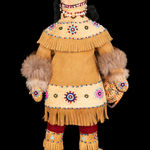 ELLEN SAVAGE (ELLEN SAVAGE XIDHOY) (1919-2004) DEG XINAG ATHABASCAN, Athabaskan Doll with Beaded Coat and Willow Root Basket, 12 Sept...