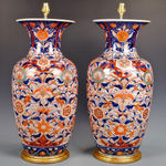 A superb pair of large Japanese Imari porcelain vases now Mounted as Lamps