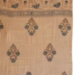 Fine Kashmir wool block printed shawl with Moghal florals